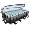 Bazén s krytom pieskovou filtráciou a tepelným čerpadlom Black Leather pool Exit Toys oceľová konštrukcia 400*200*100 cm čierny od 6 rokov