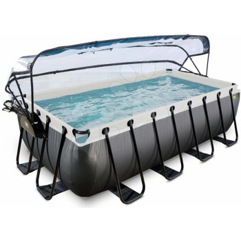 Exit Toys Black Leather pool Bazén s krytom pieskovou filtráciou a tepelným čerpadlom 400x200x100 cm
