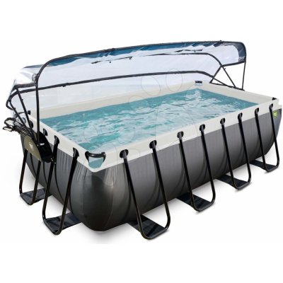 Exit Toys Black Leather pool Bazén s krytom pieskovou filtráciou a tepelným čerpadlom 400x200x100 cm