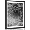 Plagát s paspartou čiernobiela Mandala