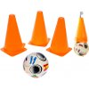 Futbalové kužele 18 cm 4 ks s loptou 23 cm + méty 4 ks
