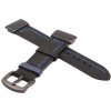 eses Kožený remienok pre Garmin - Čierny s modrým prešívaním, QuickFit 26 mm