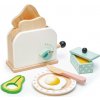 Tender Leaf Toys drevený hriankovač s avokádom Breakfast toaster set chlebíky vajíčko a riad