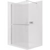 CERANO - Sprchová zástena Walk-in Onyx Cube Ľ/P - 8 mm + polička/držiak na uteráky - hranatá vzpera - chróm, ryhované sklo - 130x200 cm