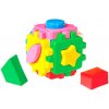 Kocka vkladacia geometrické tvary 8,5cm 12m+ v sieťke