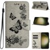 Peňaženkové kožené puzdro Butterfly na Samsung Galaxy S24 Ultra 5G - Sivá