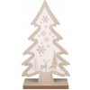 Drevený vianočný stromček s bielou potlačou – 17 × 30 × 5 cm