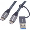 OEM PremiumCord USB-C kábel (USB 3.2 GEN 2x2, 5A, 100W, 20Gbit/s) 2m, bavlnený oplet ku31cq2