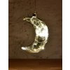 ILUMINÉ 18 cm závesný strieborný mesiac s LED osvetlením dekorácie na zavesenie