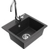 Mexen Milo, 1-komorový granitový drez 43,5x41 cm a kuchynská batéria Telma, čierna-škvrnitá, 6505-76-670200-00
