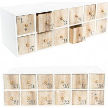 CHAKS ADVENTNÝ kalendár drevený šuplíky 40,5 x 13,5 x 14 cm