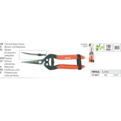 YATO prerezávacie na kvety a ovocie 190mm zahnuté