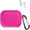 AppleKing silikónové puzdro s karabínkou a šnúrkou proti strate pre AirPods Pro 3 - neónovo ružové - možnosť vrátiť tovar ZADARMO do 30tich dní