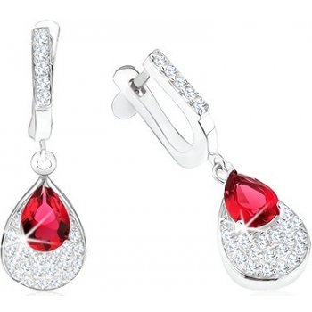 Šperky eshop náušnice striebro prívesok s červeným zirkónom slza číre  kamienky SP29.18 od 36,6 € - Heureka.sk