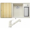Blanco AXIA III 6 S biela soft s excentrom + drevená krájacia doska 527046 + Blanco DARAS-S biela soft 526937