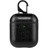 AppleKing obal z PU kože s karabínou pre AirPods 1 / 2 - čierny - možnosť vrátiť tovar ZADARMO do 30tich dní