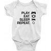 Play Eat Sleep Repeat game - Body dojčenské s krátkym rukávom - Krátký r. 18-24 mes ( Biela )