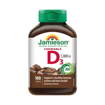 Jamieson Vitamín D3 1000 IU čokolády 100 tabliet