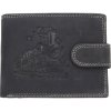 Ewena Pánska kožená peňaženka čierna s motívom Vlaku
