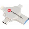 ForCell USB flash disk 64GB USB 3.2 Gen 1 (USB A / USB C / Lightning / Micro USB) F-Data Metal Quad stříbrný