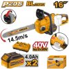 INGCO Akumulátorová reťazová píla 400 mm bezuhlíková 2 x 20 V (2 x 4,0 Ah batéria + nabíjačka)