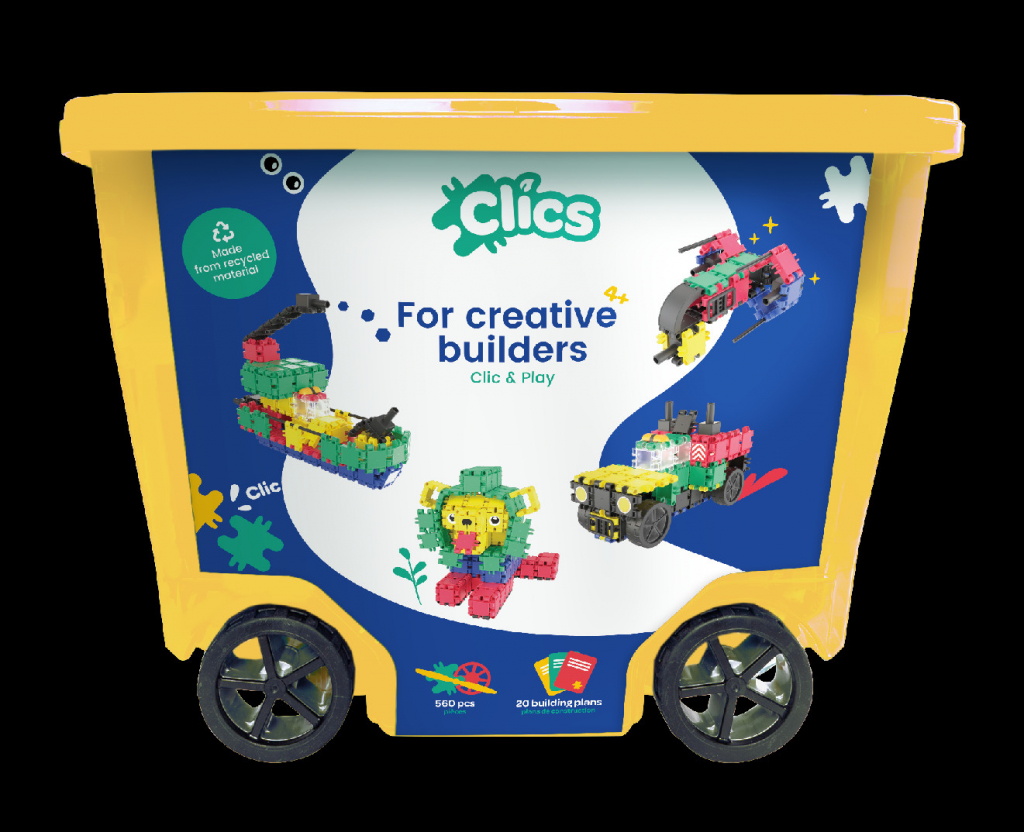 Clics Toys Ekologická stavebnica Rollerbox 560 ks