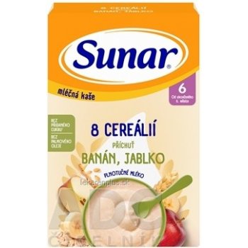 Sunar mliečna kaša s 8 cereáliami banán, jablko 210 g