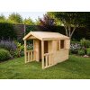 domceknazahradu.sk - Detský drevený domček HAFÍK so zábradlím, farba natur, (1,6 x 4,3 m), DD_HAF