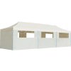 vidaXL Skladací párty stan s 8 bočnými stenami 3x9 m krémový