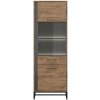 BRW Vitrína LUTON REG1D1W/20/7 P grafit/dub ribbeck nábytkárska doska 67 cm x 197.5 cm x 40 cm