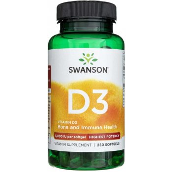 Swanson Vitamín D3 5000 IU 250 softgel kapsúl