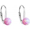 Strieborné visiace náušnice so syntetickým opálom ružové okrúhle 11242.3