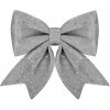 SPRINGOS Vianočná mašľa s flitrami 19,5x21cm strieborná, vianočné dekorácie