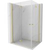 Mexen Mist-F Duo, skladací sprchový kút 80 x 75 cm, číre sklo, zlatý matný profil, 8A6-080L-075P-55-00