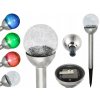 Solárna lampa guľa do záhrady z mrazeného skla 2 LED biela/farebná P-482