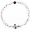 Glosery náramok s lesknúcim krištáľom v tvare krížika a korálkami od Swarovski®, korálky 6-8mm Veľkosť korálok: 8mm, Obvod zápästia: XXL 20 cm