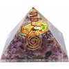 Nefertitis Orgonit pyramída s ametystom a krištáľom veľká s Bagua NF9079 - 7,5 x 7,5 cm