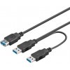 PremiumCord ku3y02 USB 3.0 napájací Y, A/Male + A/Male -- A/Female DUAL (prídavné napájanie)