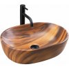 Rea Amelia Wood, umývadlo na dosku 480x345x135 mm, imitácia dreva-hnedá matná, REA-U5060