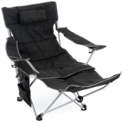 Divero 75907 Kempingová stolička s odnímateľnou podnožkou, čierna