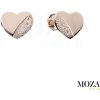 MOZA gold Náušnice srdiečko MG2010 Farba kameňa: Biela, Farba Zlata: červené Au