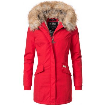 Navahoo Cristal dámska zimná bunda s kapucňou a kožušinou červená