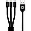 SWISSTEN Univerzálny Usb Kábel 3 V 1, Lightning Mfi / Microusb / Usb-C, 1,2 M, Čierny