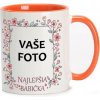 HRNČEK S FOTKOU FAREBNÝ RÁMIK NAJLEPŠIA BABIČKA 350 ML FOTOpošta Farba: ORANŽOVÝ