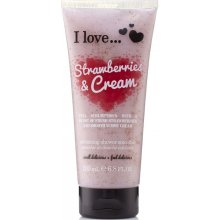 I Love sprchový peeling s vôňou jahôd a jemného krému Strawberries & Cream Exfoliating Shower Smoothie 200 ml