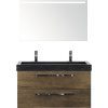 Kúpeľňová zostava Sanox Seville prírodný kameň zrkadlo 100 cm 2 otvory tabacco s LED