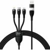 Baseus CASS030001 Flash Series II USB - USB Type C / Lightning / micro USB 100 W, 1,2m, černý