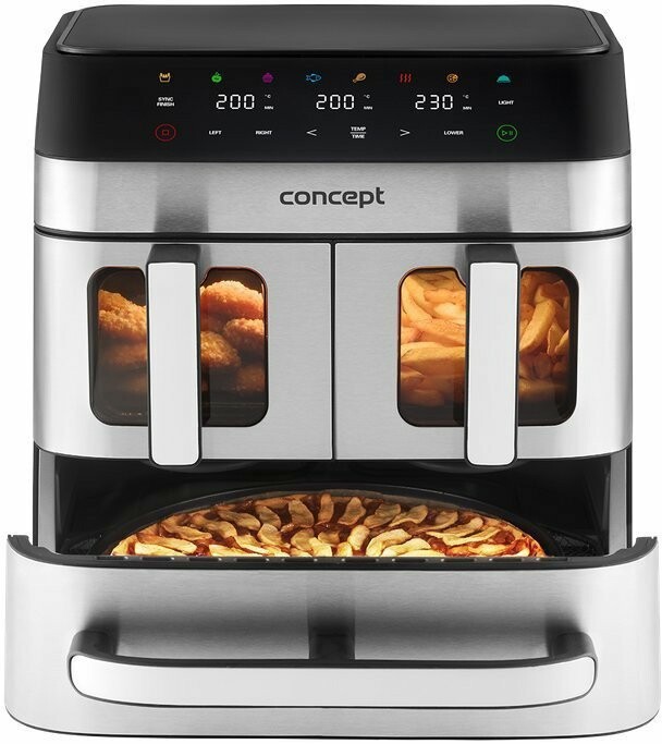 Moderný CONCEPT FR 9000 fritéza s digitálnym displejom pre zdravšie a chutnejšie fritovanie bez extra oleja.