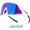 Force GRIP biele cyklistické okuliare - modré revo sklá + šatka Force