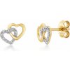 SOFIA DIAMONDS zlaté náušnice spojené srdcia s diamantom 0,056 ct GEMBO27829-13